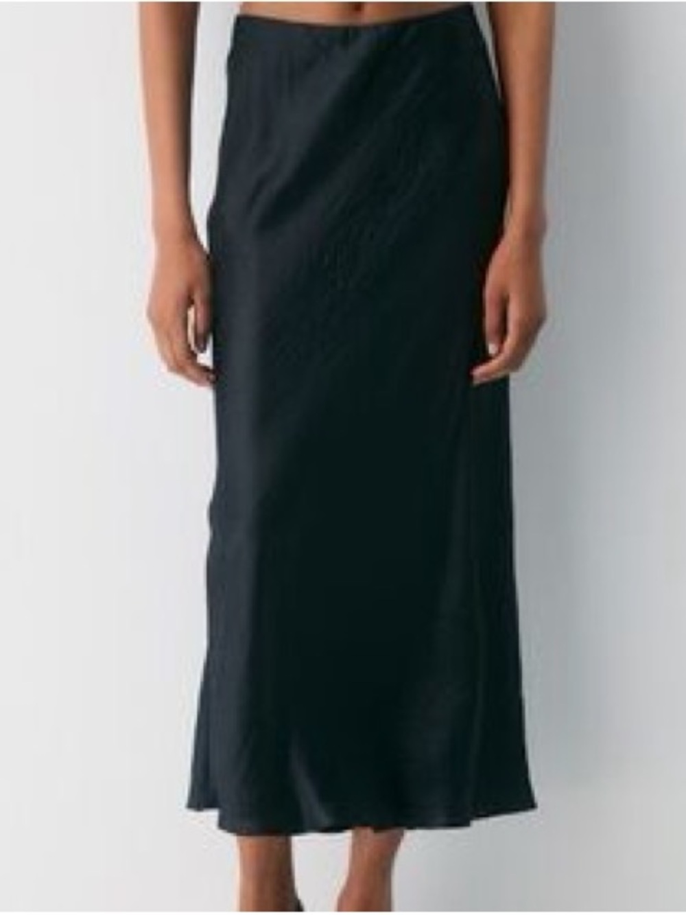 Babaton Black Satin Maxi Slip Skirt